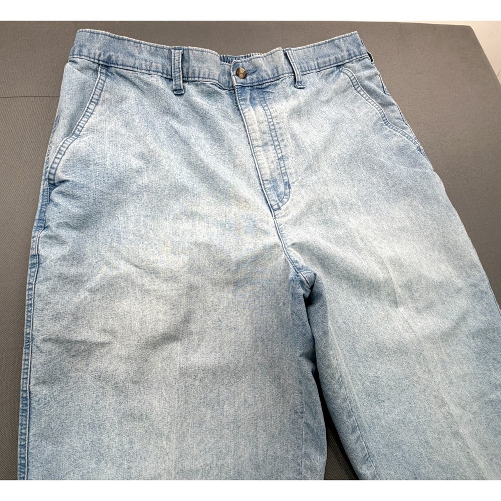 David Taylor Elastic Waist Denim Pants Light Wash Casual Blue Jeans | Mens 36x30 - Picture 12 of 13